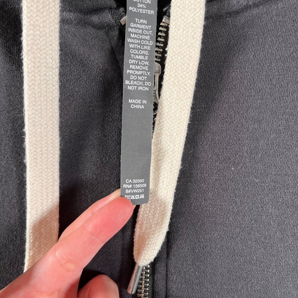Vuori Womens Dark Gray Restore Full Zip Hoodie Organic Cotton Fleece Size Medium - Picture 4 of 10